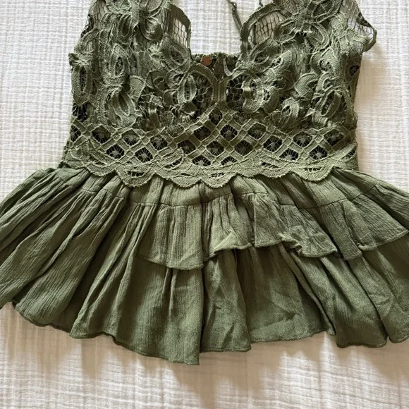 Free People Adella Cami in Olive Sparrow - Picture 5 of 7